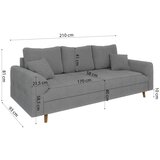 Ropez Siva sofa od bouclé tkanine 210 cm Ariella – | shoptok.hr