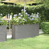  Povišena vrtna gredica od pocinčanog čelika 152 x 40 x 68 cm sivi | Eponuda.com