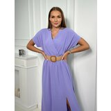 Kesi Long dress with a decorative belt of purple color Cene