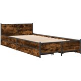 Okvir kreveta s uzglavljem s kotačem Dimljeni hrast 80 x 200 cm | shoptok.hr