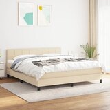  Krevet s oprugama i madracem krem 160x200 cm od tkanine Cijene