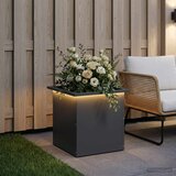  Vrtna posuda za sadnju s LED svjetlom Antracit 40 x 40 x 40 cm Slike