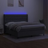  Krevet box spring s madracem LED tamnosivi 160x200 cm tkanina | shoptok.hr