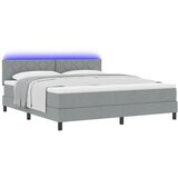 vidaXL box spring postelja z vzmetnico in LED svetlobo, svetlo siva 180x200 cm tkanina Cene
