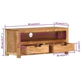  TV ormarić 88 x 35 x 40 cm od masivnog bagremovog drva | shoptok.hr