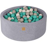 MeowBaby Bazen z žogicami, 90x30 cm z 200 žogicami, žamet, svetlo siva: bela/siva/turkizna, (21295223) | Shoptok.si