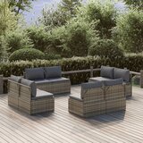 vidaXL Vrtni sredinski kavči 8 kosov sivi 57x57x56 cm poli ratan Cene