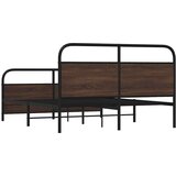 Metalni Kovinski posteljni okvir brez vzmetnice rjavi hrast 150x200 cm, (21608079) | Shoptok.si