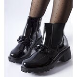 Gemre Black patent insulated ankle boots with a Leo buckle | Shoptok.si