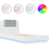 Maison Chic Posteljni okvir - Enojna postelja - Postelja za odrasle z vzglavjem in LED lučkami bel 100x200 cm, (21696127) Cene
