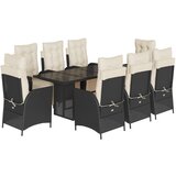  The Living Store Vrtna jedilna garnitura 9-delna z blazinami črn poli ratan - Vrtna Jedilna Garnitura, (21462002) | Shoptok.si