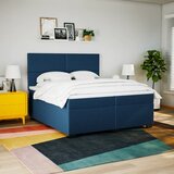 vidaXL Box spring postelja z vzmetnico modra 200x200 cm blago, (21302359) | Shoptok.si