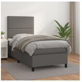  Box spring postelja z vzmetnico siv 100x200 cm umetno usnje | Shoptok.si