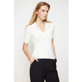 Trendyol Ecru Polo Neck Fitted Stretchy Knitted Blouse