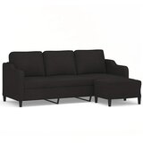  Trosjed s tabureom crni 180 cm od tkanine | shoptok.hr