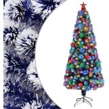 vidaXL Umetna novoletna jelka LED bela in modra 180 cm optična vlakna | Shoptok.si