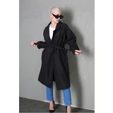Madmext Black Double Breasted Women's Trench Coat