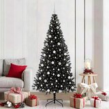 vidaXL Božično drevo med 300 LED z stojalom Črna 210 cm PVC | Shoptok.si