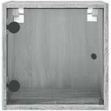  Noćni ormarić sa staklenim vratima boja hrasta 35 x 37 x 35 cm Siva | Shoptok.si
