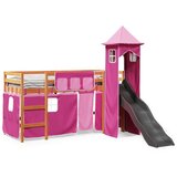 vidaXL Dječji krevet na kat s tornjem rozi 80x200 cm masivna borovina | shoptok.hr