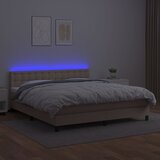  Krevet box spring madrac LED cappuccino 160x200cm umjetna koža | shoptok.hr