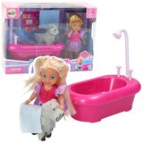 Mini set za lutke s kadicom i bijelim psom roza Cijene