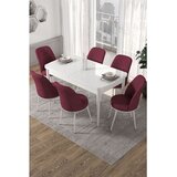 Hanah home trpezarijski set Via, sto na razvlačenje i 6 stolica, bela ploča, bordo tkanina Jerry | Eponuda.com