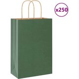 Papirnate vrećice 250 kom s ručkama zelene 21x11x31 cm  Papirnate vrećice 250 kom s ručkama zelene 21x11x31 cm Slike
