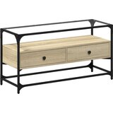 vidaXL TV omarica s stekleno ploščo sonoma hrast 98x35x51 cm inž. les | Shoptok.si