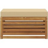 Vanjska stolica klupa s jastukom Prirodna 80 x 43 x 37 cm - Prirodno i bež 80 cm Zatvoren prostor za noge | shoptok.hr