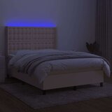  Krevet box spring s madracem LED krem 140x200 cm od tkanine | shoptok.hr