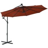  Nihajni senčnik z LED lučkami in kovinskim drogom terakota, (20692996) | Shoptok.si