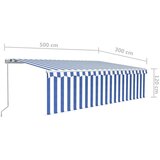 vidaXL Tenda na ručno uvlačenje s roletom 5 x 3 m plavo-bijela | shoptok.hr
