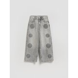 Reserved Wide leg traperice s vezom - siva | shoptok.hr