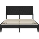  Krevetna konstrukcija s uzglavljem Crna 140 x 190 cm Baršun | shoptok.hr