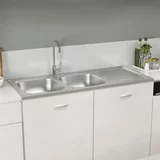 Kuhinjski sudoper s dvije kadice srebrni 1200x500x155 mm čelik