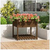  Visoka greda s polico med. rjava 82,5x82,5x81 cm trdna borovina | Shoptok.si