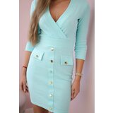 Kesi Ribbed dress with decorative mint buttons | shoptok.hr