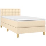 Box spring postelja z vzmetnico krem 90x200 cm blago, (20724942) | Shoptok.si