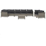 Maison Chic Seti vrtnega pohištva - Vrtna garnitura - Vrtni pohištvo set 9-delna z blazinami siv poli ratan, (21798127) | Shoptok.si
