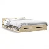 vidaXL Okvir za krevet s ladicama boja hrasta 140x200 cm drveni