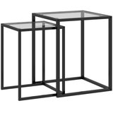 Nesta Set 2 pomožnih mizic, zložljivi nočni mizici in klubski mizici, jeklene noge, moderna zasnova, črni, za dnevno sobo, (5000493334) | Shoptok.si