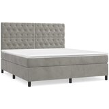 Maison Chic Box spring postelja - Vzmetna postelja z vzmetnico svetlo siva 160x200 cm žamet SL21401, (21893142) | Shoptok.si