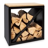 Blumfeldt Kindlewood S Black, stojalo za polena, klop, 57 × 56 × 36 cm, bambus, cink Cene