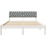  Okvir kreveta s uzglavljem Bijela i svijetlosiva 135 x 190 cm | shoptok.hr