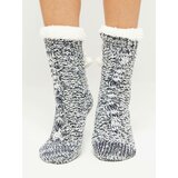 Yups Socks decorated with braid stitch and sequins navy blue Cene