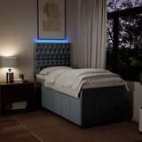 vidaXL Okvir kreveta s oprugama i madrac svjetlosivi 90x200cm tkanina | shoptok.hr
