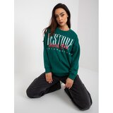 Fashion Hunters Dark green printed sweatshirt without a hood | shoptok.hr