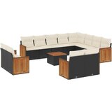 Maison Chic Seti vrtnega pohištva - Vrtna garnitura - Vrtni pohištvo set 13-delna z blazinami črn poli ratan, (21809705) | Shoptok.si
