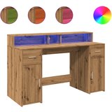 Maison Chic Pisalna miza - pisarniška miza - Računalniška miza z LED lučkami artisan hrast 140x55x91 cm inž. les, (21785302) | Shoptok.si